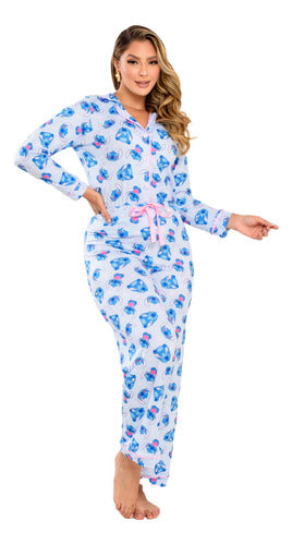 Pijama Americano  Longo Pós Cirúrgico E Amamentação Stitch