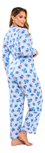 Pijama Americano  Longo Pós Cirúrgico E Amamentação Stitch