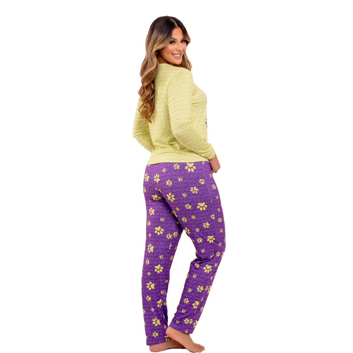 Pijama Feminino Inverno Manga Longa  E Calça Scooby